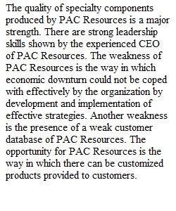 Week 6 PAC Resources, Inc. Case SWOT Analysis